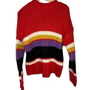 Sanctuary Sweater Wool and Alpaca Soft Sweater size small Red with block color s